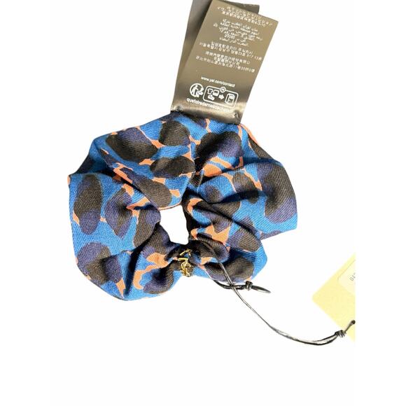 Saint Laurent NWT Cassandre Chouchou Hair Scrunchie in Blue Leopard Print main image 3